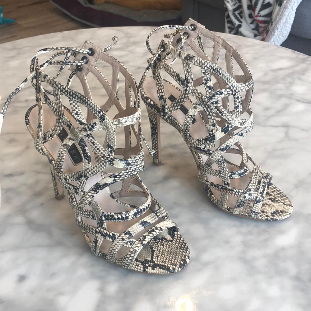Strappy snake skin design heel from topshop.